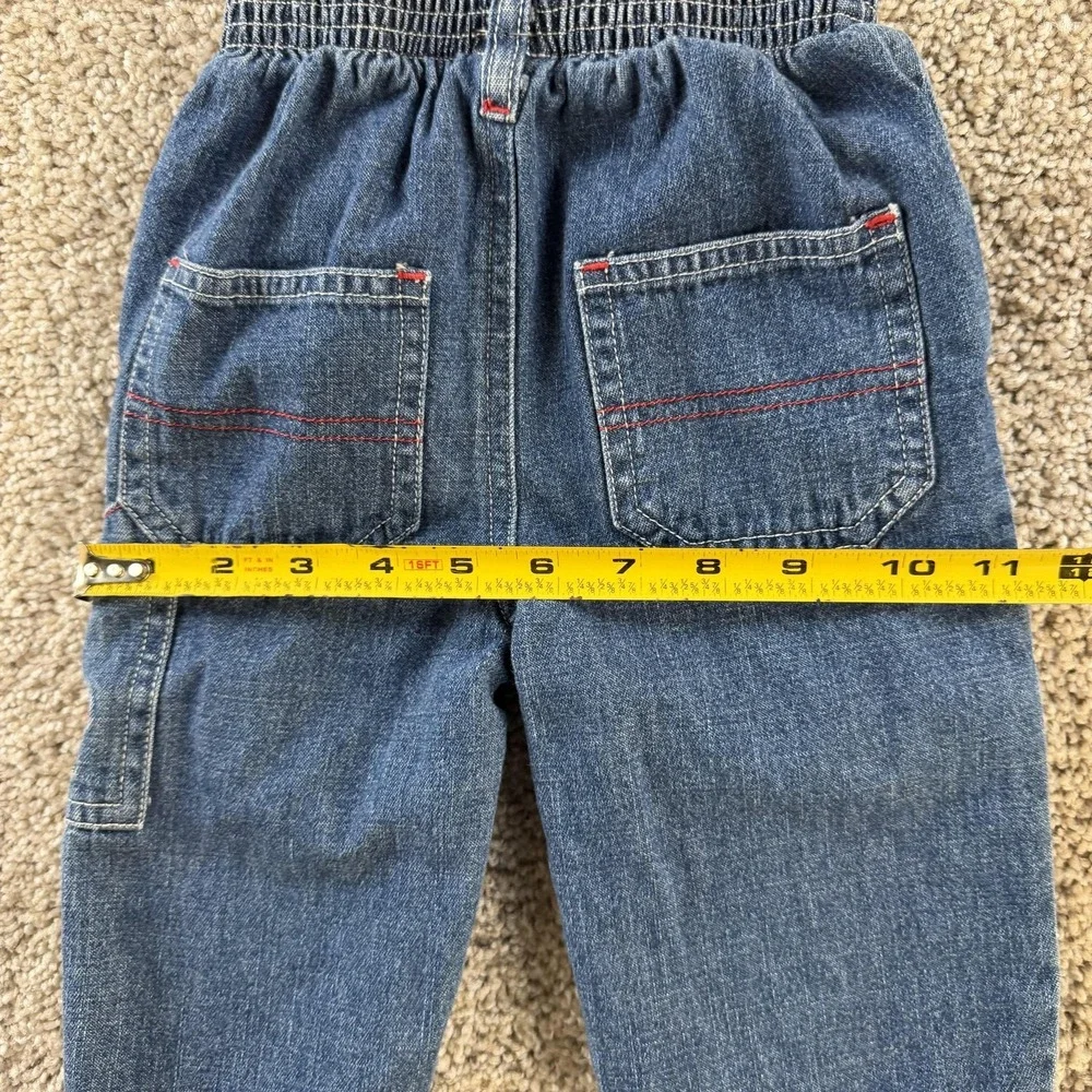 Vintage OshKosh B'gosh Cargo Jeans Baby 6-9 Months Denim Elastic Waist Bear Boys